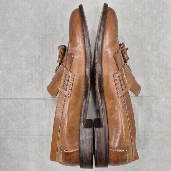 Johnston & Murphy dress loafers men\'s 10.5N brown leather kiltie tassels slip on main image 11